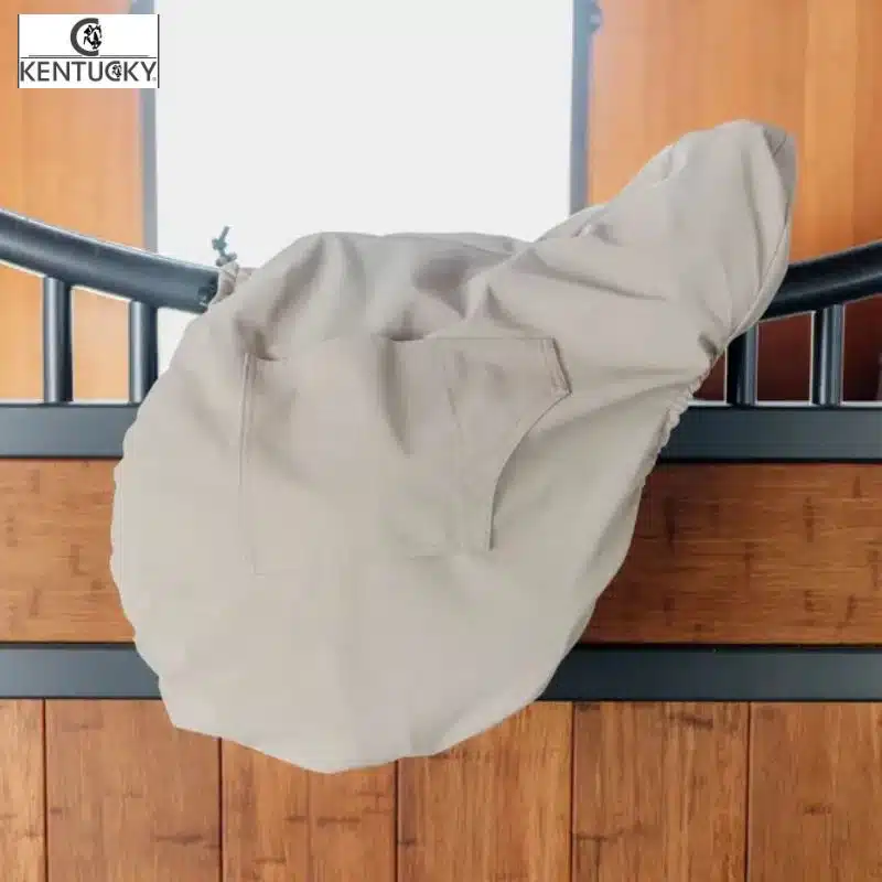 Housse de Selle de cso beige avec plaque en or KENTUCKY Sellerie Equinoxe