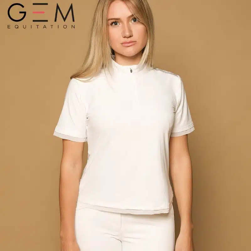 Polo Tinder manches courtes blanc GEM EQUITATON SS 24 Sellerie Equinoxe-Shop