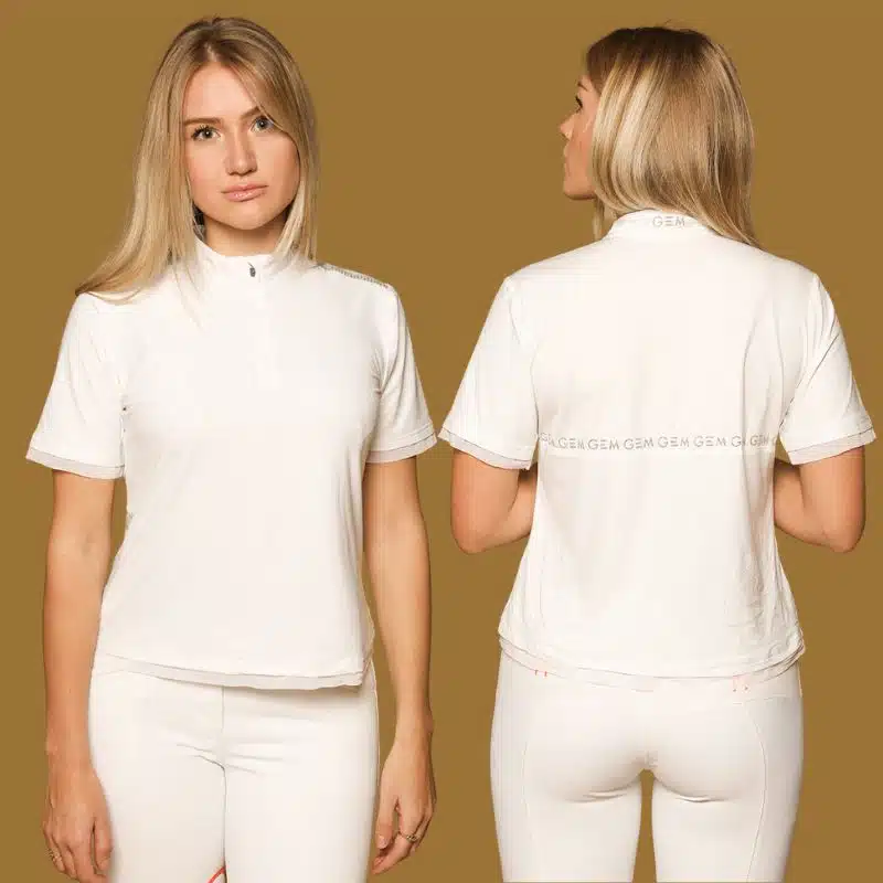 Polo de concours Tinder manches courtes blanc GEM EQUITATON Sellerie Equinoxe
