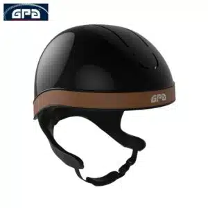 Casque d'équitation GPA Jockup Global TLS Noir glossy havane Sellerie Equinoxe Shop Fuveau