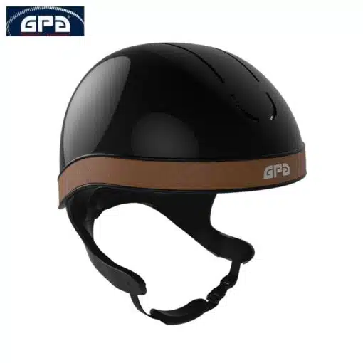 Casque d'équitation GPA Jockup Global TLS Noir glossy havane Sellerie Equinoxe Shop Fuveau