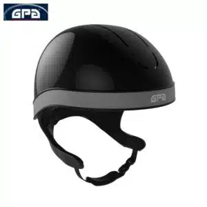 Casque d'équitation GPA Jockup Global TLS Noir glossy gris Sellerie Equinoxe-Shop Fuveau