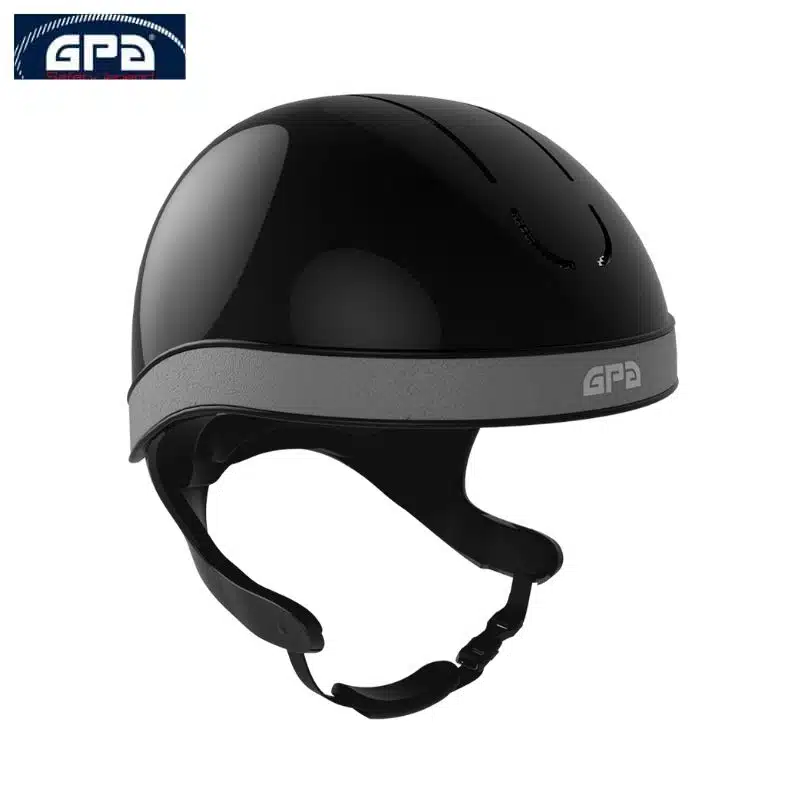 Casque d'équitation GPA Jockup Global TLS Noir glossy gris Sellerie Equinoxe Casque d'équitation GPA Jockup Global TLS Noir glossy gris Sellerie Equinoxe-Shop Fuveau