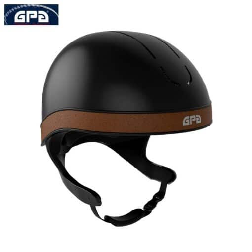 Casque d'équitation GPA Jockup Global TLS Noir mat havane Sellerie Equinoxe-Shop Fuveau