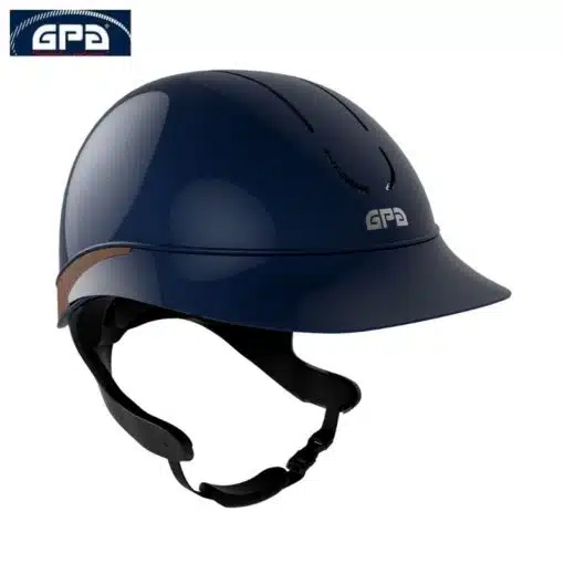 Casque d'équitation GPA Speed Air Global TLS Marine Glossy Choco Sellerie Equinoxe Fuveau