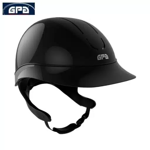 Casque d'équitation GPA Speed Air Global TLS Noir glossy gris Sellerie Equinoxe Fuveau