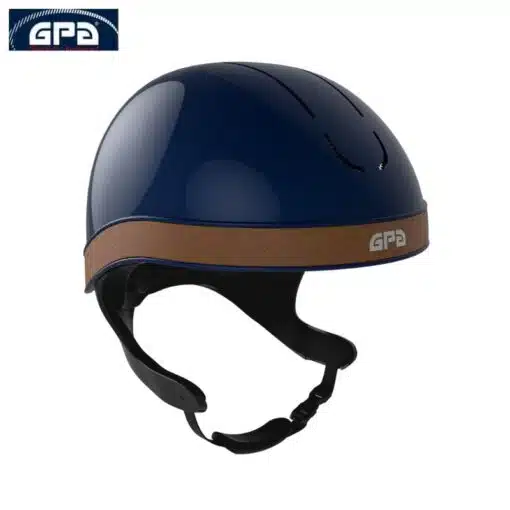 Casque d'équitation GPA Speed Jockup TLS Marine Glossy Choco Sellerie Equinoxe Fuveau