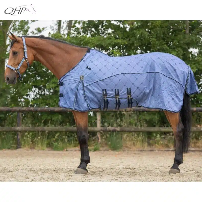 Chemise anti-mouches Collection avec encolure et bonnet QHP ciel Sellerie Equinoxe
