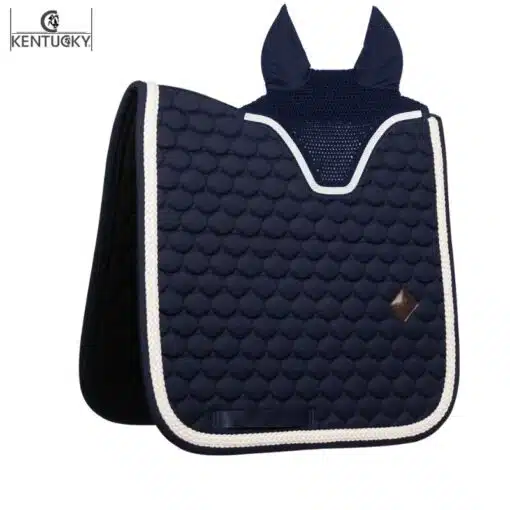 Ensemble Tapis de dressage et Bonnet Corde Tressée bleu marine Kentucky Sellerie Equinoxe-Shop