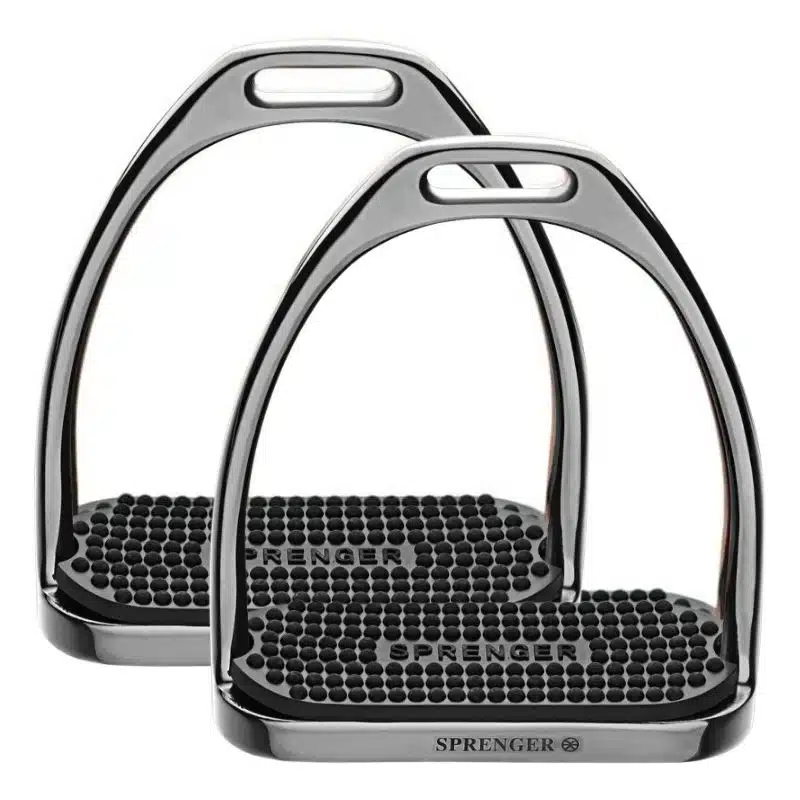 Étriers anthracite à semelle caoutchouc SPRENGER Sellerie Equinoxe-Shop