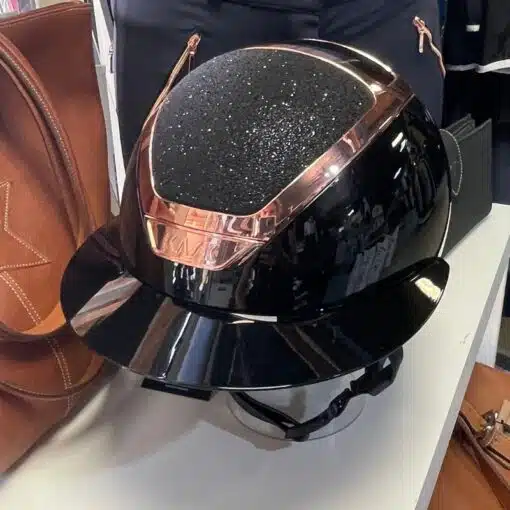 casque Star Lady Noir glossy Chrome Everyrose Crystals carpet black 56 KASK Sellerie Equinoxe