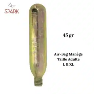Cartouche de gaz 45 gr pour Gilet Airbag d'équitation Manège Adulte SPARK Sellerie Equinoxe Shop Fuveau