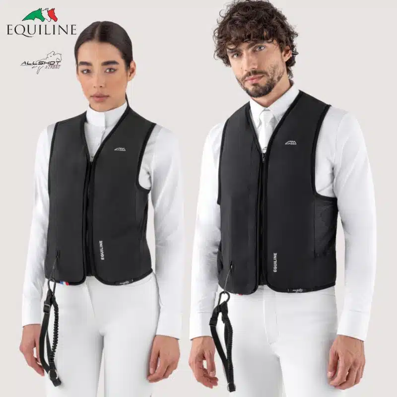 EQUILINE ALLSHOT GILET AIRBAG ÉCLAIR NOIR UNISEXE SANS PROTECTEUR DORSAL BY SELLERIE EQUINOXE SHOP