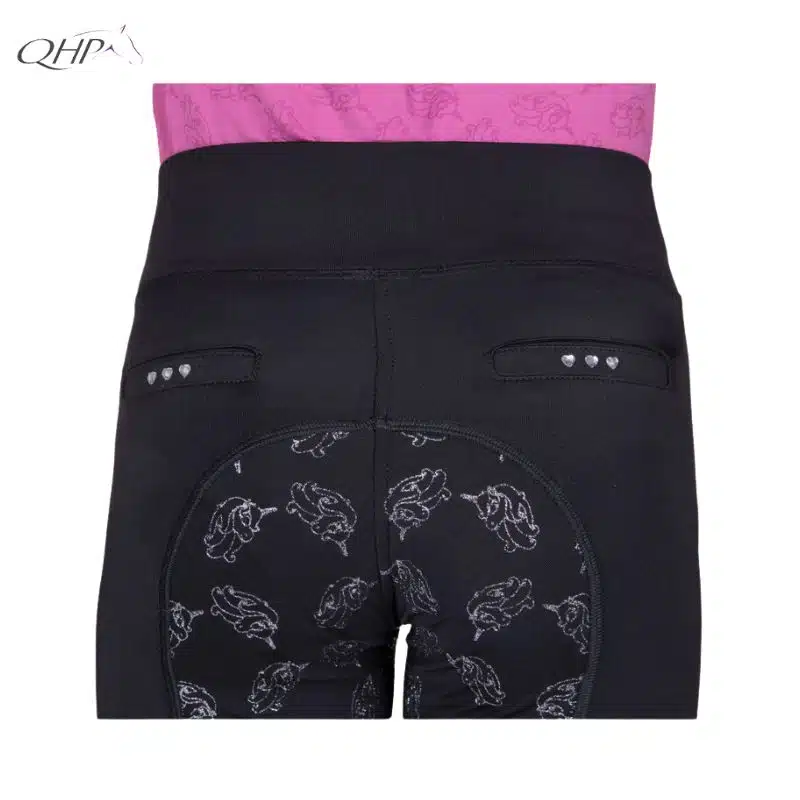Legging d'équitation Lissie Junior full grip QHP détail noir Sellerie Equinoxe Shop Fuveau