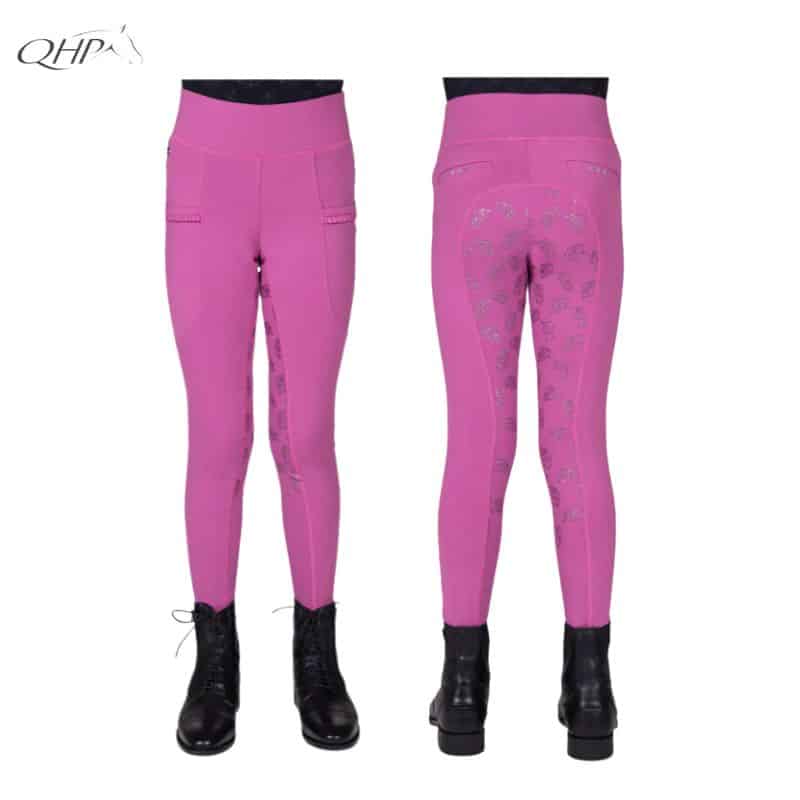 Legging d'équitation Lissie Junior full grip QHP rose fushia Sellerie Equinoxe Shop Fuveau