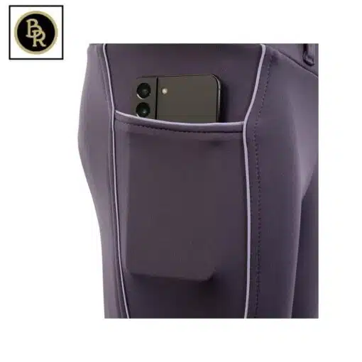 Pantalon d'équitation BR Mini Horse Full Grip Junior détail lilas Sellerie Equinoxe Shop Fuveau