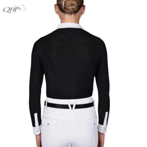 Polo de concours Juliet QHP dos dame noir Sellerie Equinoxe Shop Fuveau