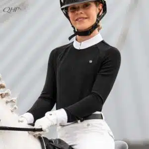 Polo de concours Juliet QHP noir pailleté Sellerie Equinoxe Shop Fuveau