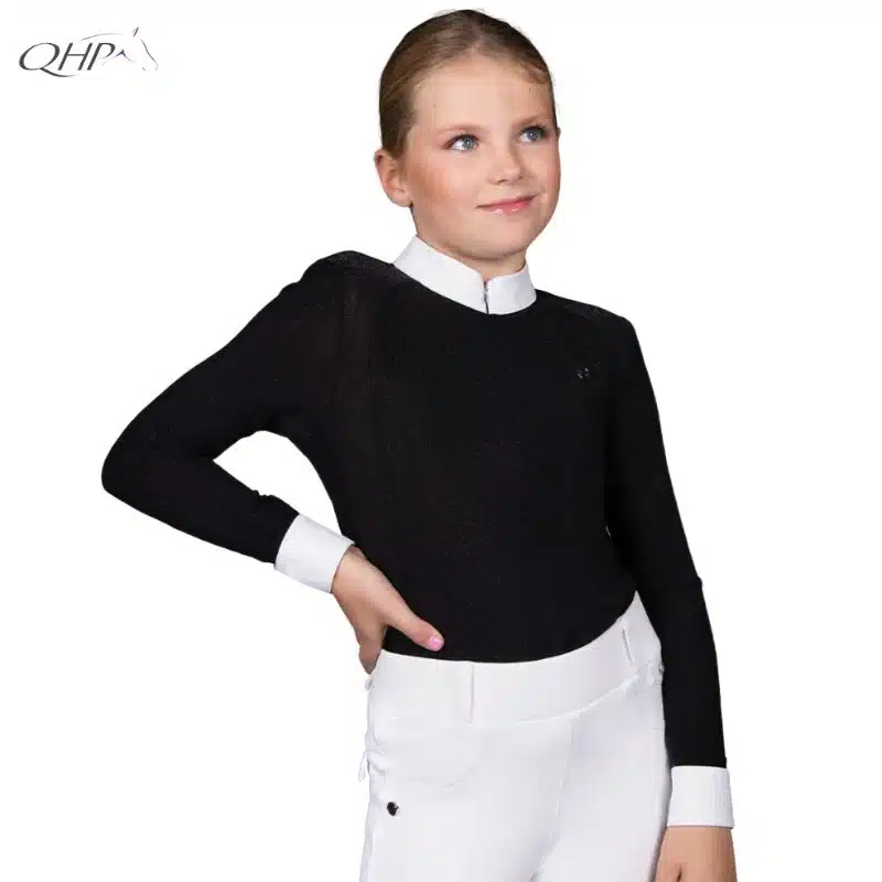Polo de concours Juliet enfant QHP noir Sellerie Equinoxe Shop Fuveau