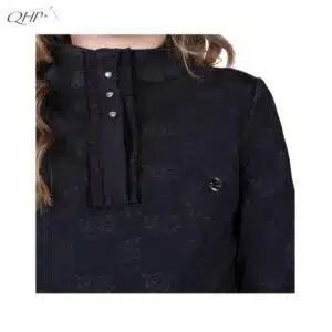 Polo d'équitation manches longues Lissie Junior noir licorne coeur QHP Sellerie Equinoxe Shop Fuveau