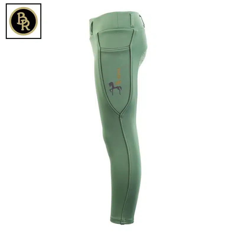 pantalon legging d'équitation pour enfants mini horse vert BR Sellerie Equinoxe Shop Fuveau