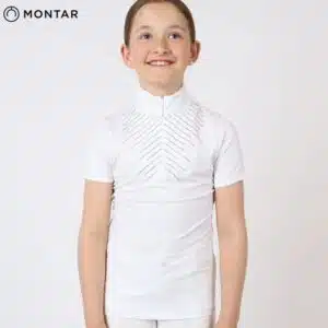 Polo de concours Bling competition top blanc enfant MONTAR by Sellerie Equinoxe Shop Fuveau