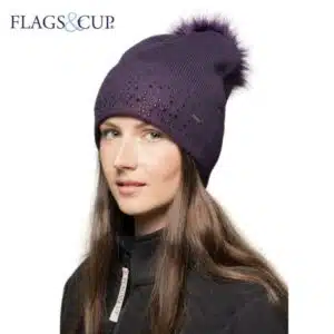 Bonnet strass pompon IKERASA FLAGS & CUP prune Sellerie Equinoxe Shop Fuveau