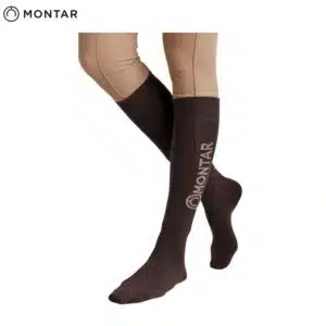 Chaussettes d'équitation bambou Choco avec logo MONTAR BY SELLERIE EQUINOXE SHOP FUVEAU