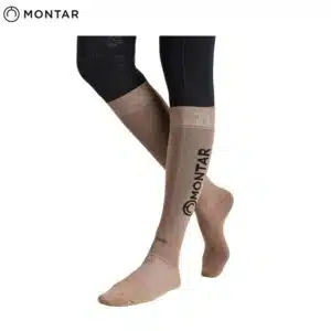 Chaussettes d'équitation bambou beige avec logo MONTAR BY SELLERIE EQUINOXE SHOP FUVEAU