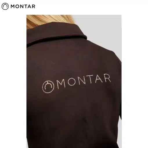 MONAJA ROSEGOLD FULL ZIP WITH CRYSTALS LOGO ON BACK BROWN MONTAR by Sellerie Equinoxe