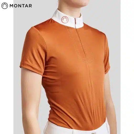 Polo de concours MoViolet competition top bronze orange MONTAR by Sellerie Equinoxe Shop Fuveau