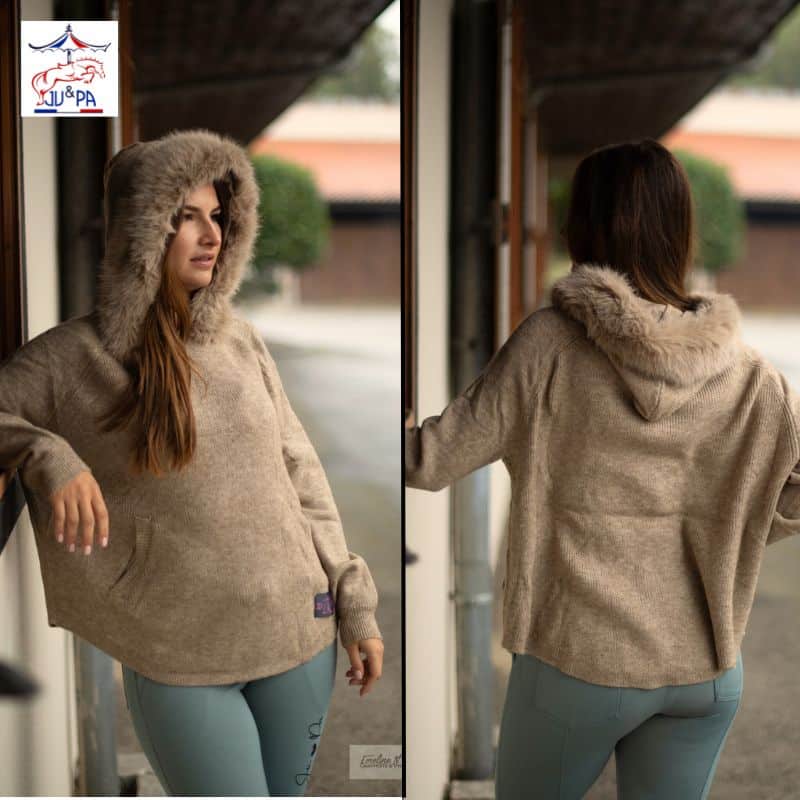 Pull cape beige Ju et Pa by Sellerie Equinoxe Shop Fuveau