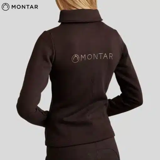 SWEAT MONAJA ROSEGOLD FULL ZIP WITH CRYSTALS LOGO ON BACK BROWN MONTAR by Sellerie Equinoxe Shop Fuveau