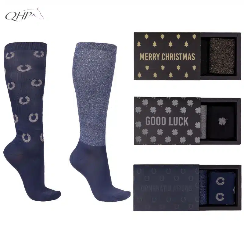 Chaussettes d'équitation coffrets cadeaux QHP Sellerie Equinoxe Shop Fuveau