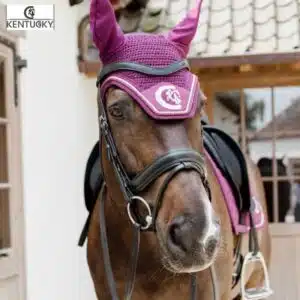 Bonnet Fly Veil Wellington 3D Logo Rope violet mauve Kentucky Horsewear Sellerie Equinoxe