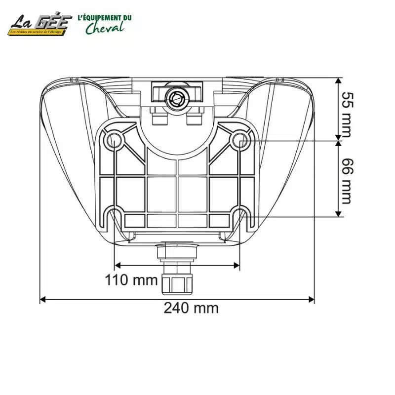 Dimensions Abreuvoir Polyflex à tube pour chevaux et poneys LA GEE Sellerie Equinoxe Shop