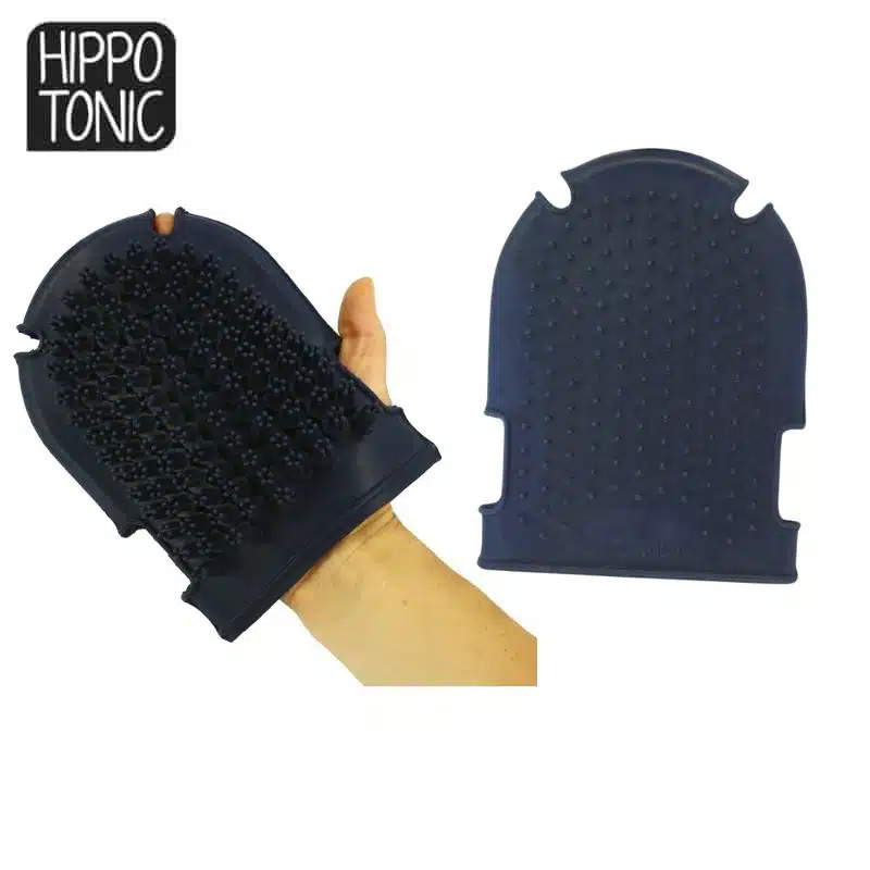 Gant étrille + brosse marine massage cheval HIPPOTONIC Sellerie Equinoxe Shop Fuveau