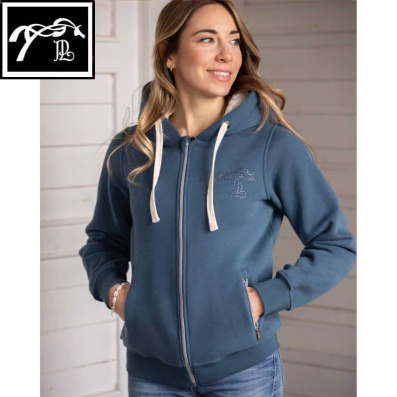 Sweat à capuche Stressy Strass bleu denim 963337 PENELOPE COLLECTION AW25 SELLERIE EQUINOXE SHOP FUVEAU
