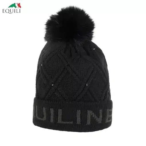 Bonnet à pompon Gajunep strass noir Equiline Sellerie Equinoxe Shop Fuveau