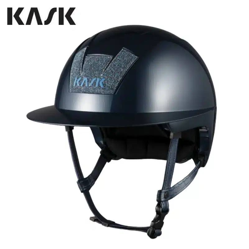 Casque d'équitation Kooki Lady Crystals Carpet marine shine avec Swarovski KASK Sellerie Equinoxe Shop