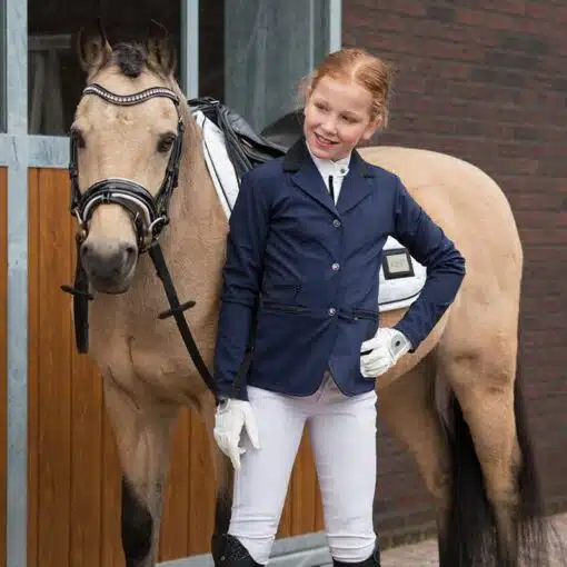 Veste de concours Juliet Junior Marine Pailletée QHP Sellerie Equinoxe Shop Fuveau