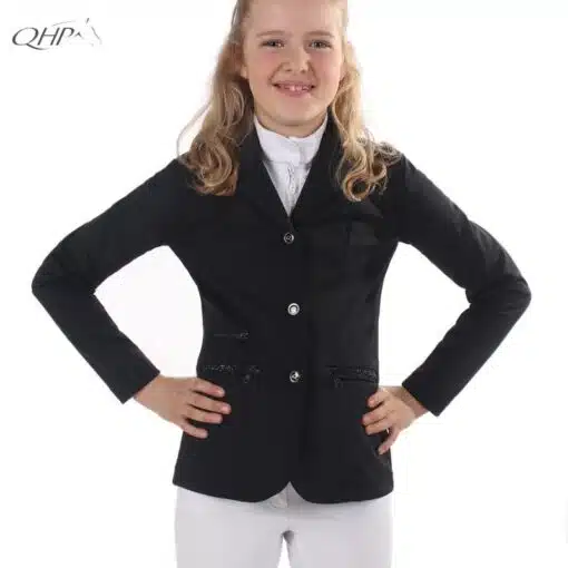 Veste de concours Juliet Junior Noir Pailletée QHP Sellerie Equinoxe Shop Fuveau