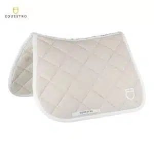 tapis d'équitation EQUESTRO QUILTED TECHNICAL FABRIC JUMPING SADDLE PAD Beige White Line Sellerie Equinoxe Shop