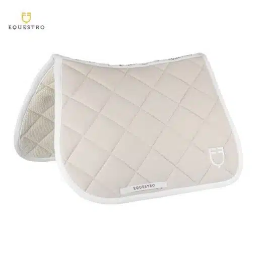 tapis d'équitation EQUESTRO QUILTED TECHNICAL FABRIC JUMPING SADDLE PAD Beige White Line Sellerie Equinoxe Shop