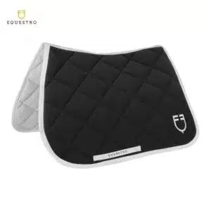 tapis d'équitation EQUESTRO QUILTED TECHNICAL FABRIC JUMPING SADDLE PAD Black White Line Sellerie Equinoxe Shop