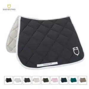 tapis d'équitation EQUESTRO QUILTED TECHNICAL FABRIC JUMPING SADDLE PAD White Line Sellerie Equinoxe Shop