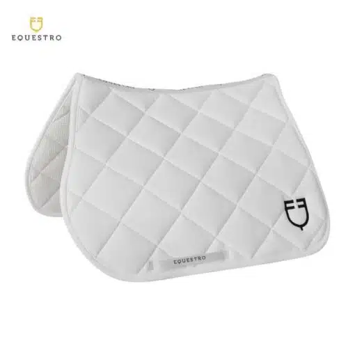 tapis d'équitation EQUESTRO QUILTED TECHNICAL FABRIC JUMPING SADDLE PAD White White Line Sellerie Equinoxe Shop