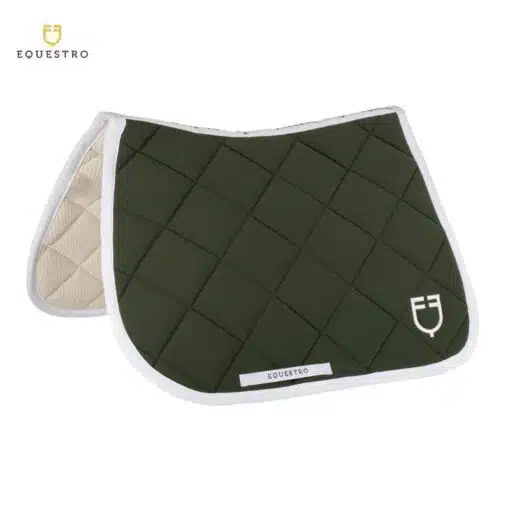 tapis d'équitation EQUESTRO QUILTED TECHNICAL FABRIC JUMPING SADDLE PAD kaki White Line Sellerie Equinoxe Shop