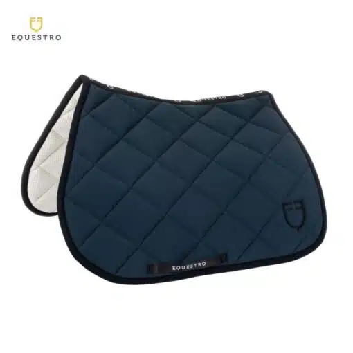 tapis d'équitation EQUESTRO QUILTED TECHNICAL FABRIC JUMPING SADDLE PAD marine Sellerie Equinoxe Shop