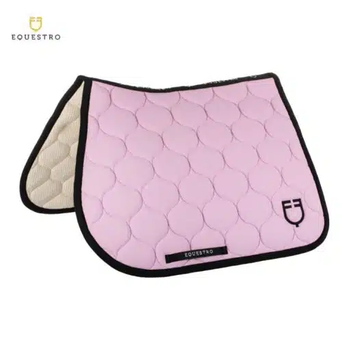 tapis d'équitation EQUESTRO QUILTED TECHNICAL FABRIC JUMPING SADDLE PAD rose Sellerie Equinoxe Shop